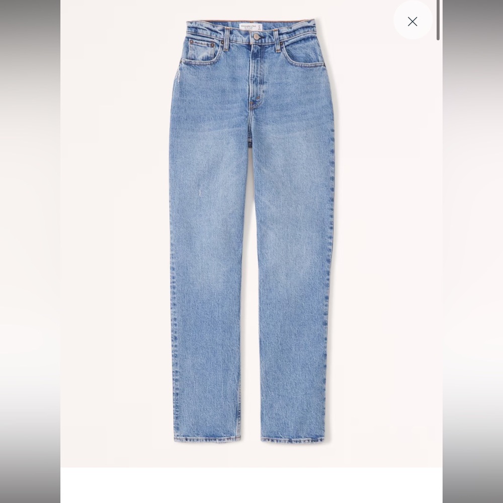 Abercrombie curve love 90’s straight ultra high rise split hem jeans